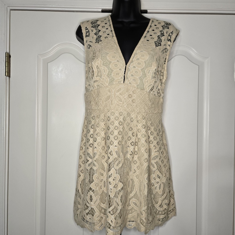 Free People Dress One Million Lovers Lace Mini Dress Size 4 Side Zip Sleeveless - Picture 1 of 12
